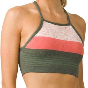 Prana Alois Yoga Bralette Green Heather Stripe XL
